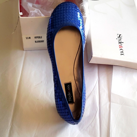 Style & Co. Shoes - Style & Co New Flats Sequined Shoes BLUE NIB Women's 5.5